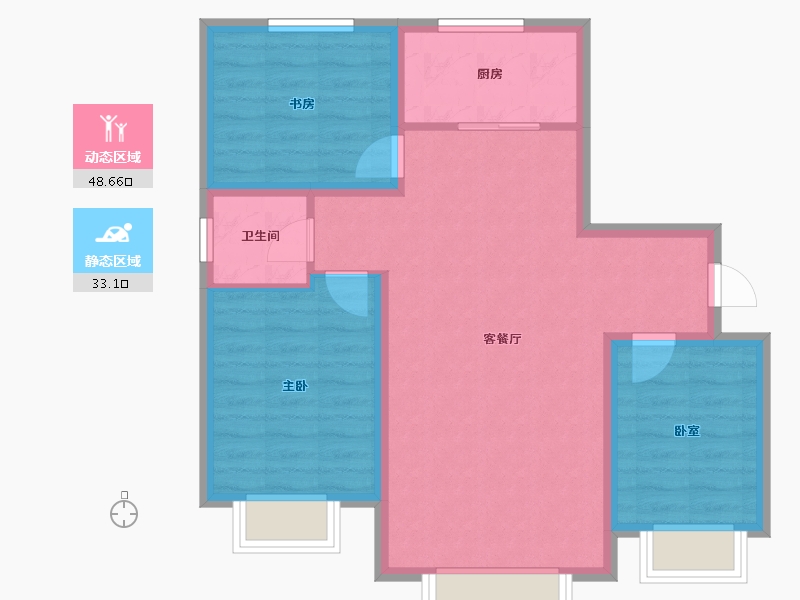 新疆维吾尔自治区-乌鲁木齐市-阳光康城-73.27-户型库-动静分区