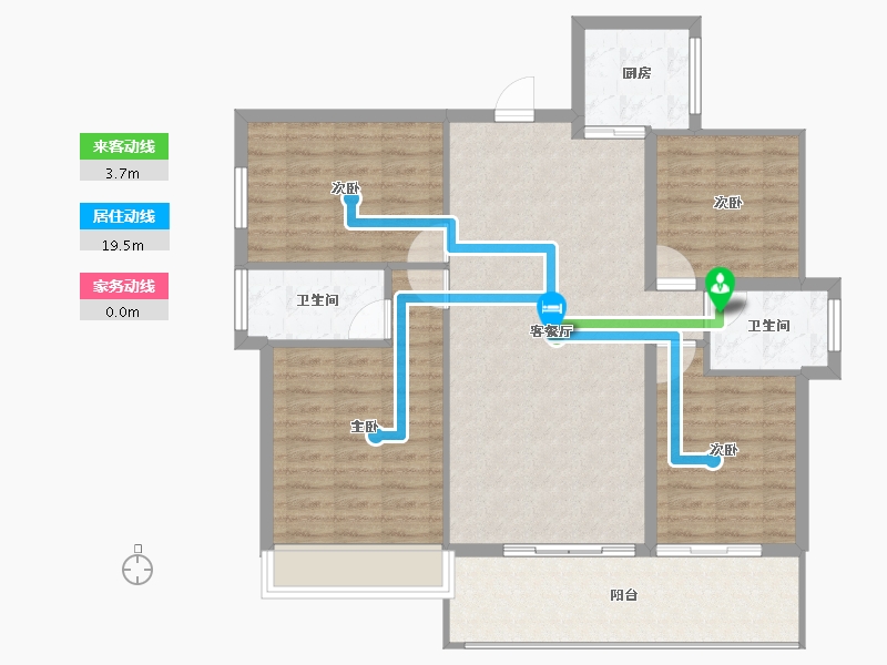 湖南省-郴州市-金麟府-104.49-户型库-动静线