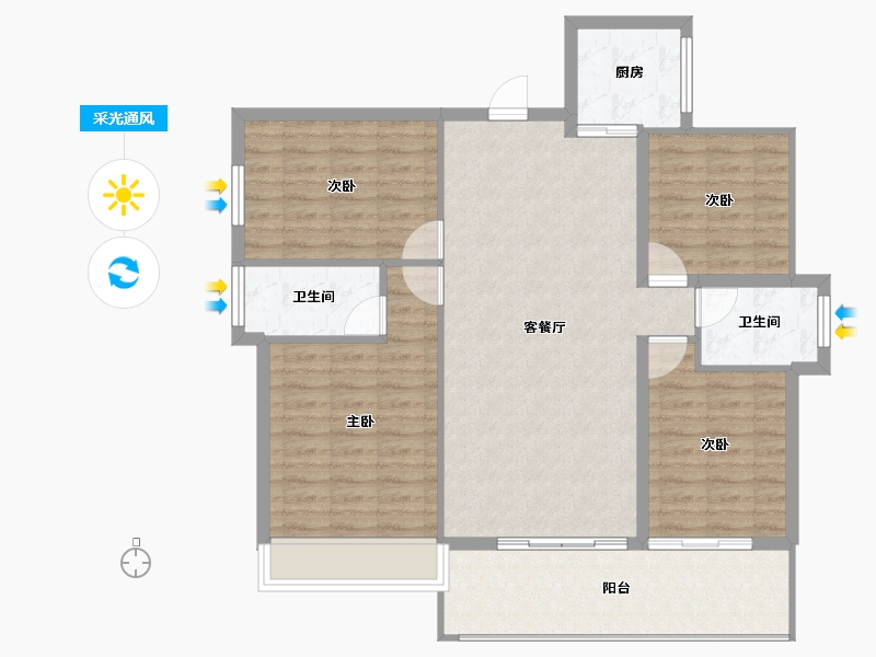 湖南省-郴州市-金麟府-104.49-户型库-采光通风