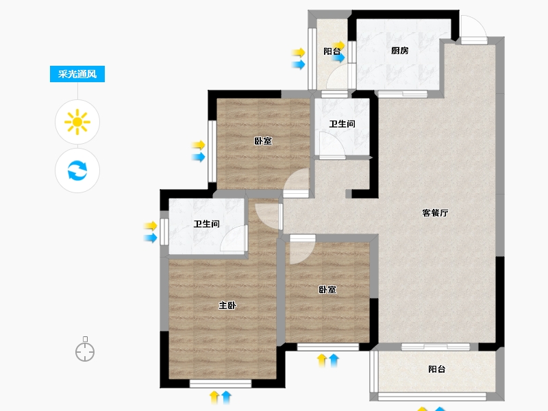 湖南省-长沙市-青竹湖曦园-83.53-户型库-采光通风