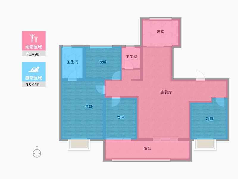 山东省-淄博市-银丰玺悦-116.32-户型库-动静分区