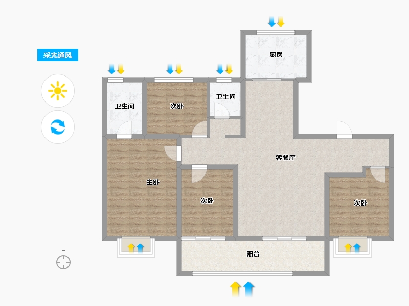 山东省-淄博市-银丰玺悦-116.32-户型库-采光通风