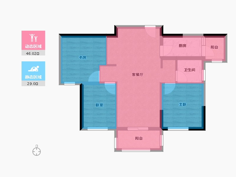 四川省-成都市-中国铁建新川樾-66.45-户型库-动静分区