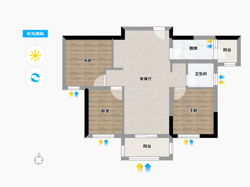 四川省-成都市-中国铁建新川樾-66.45-户型库-采光通风