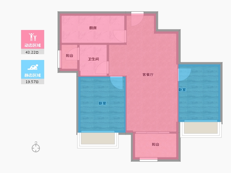 重庆-undefined-万科四季都会-56.68-户型库-动静分区