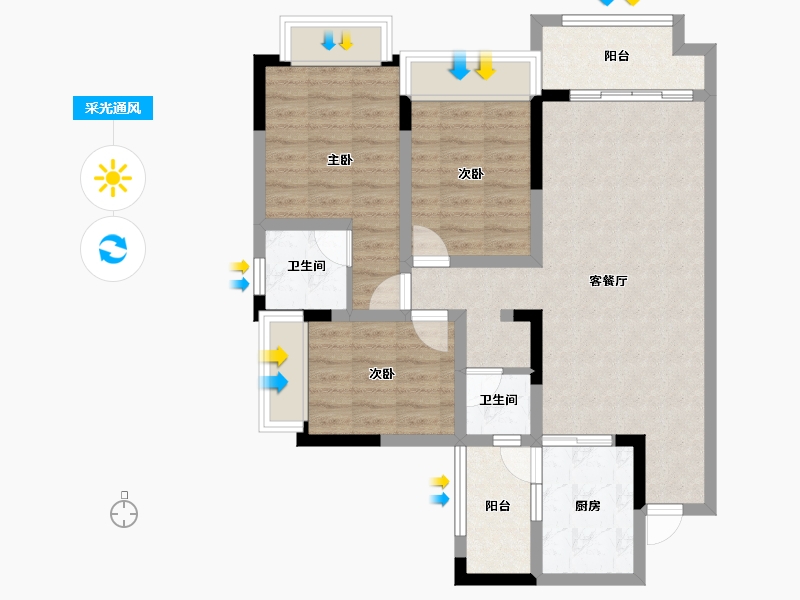 四川省-成都市-熙畔别院-81.32-户型库-采光通风