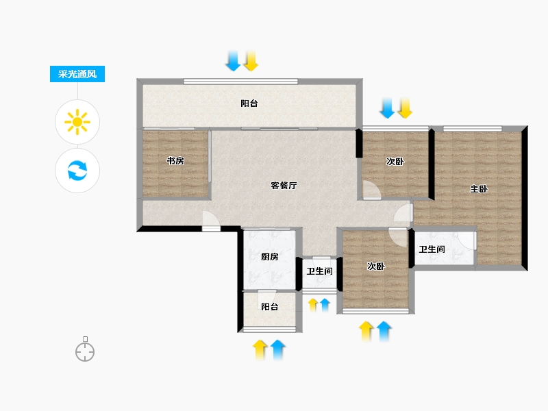 四川省-宜宾市-鲁能公馆-113.13-户型库-采光通风