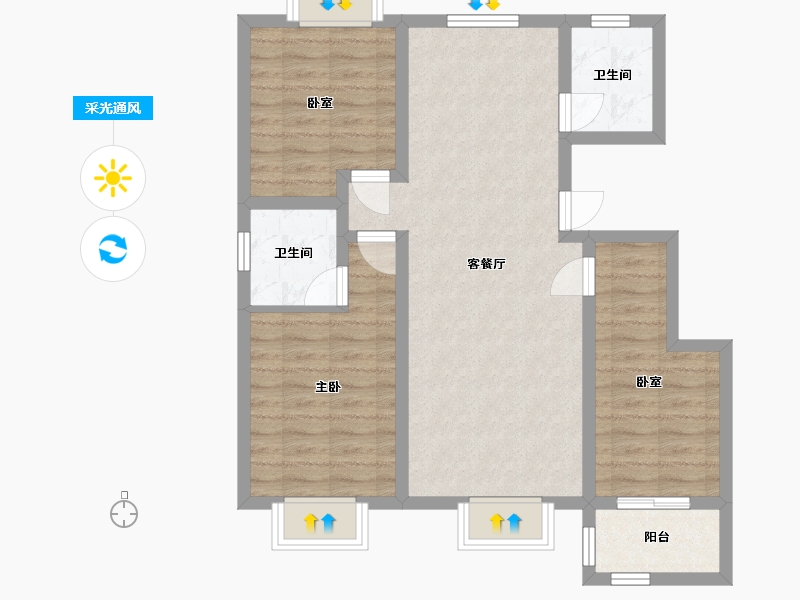 河北省-沧州市-乐府江南-92.80-户型库-采光通风