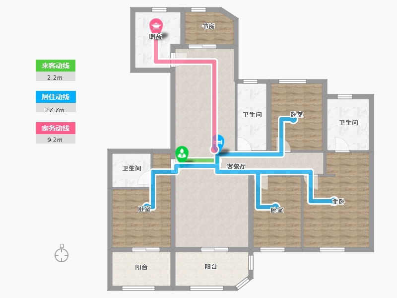 湖北省-荆州市-楚天都市诚园-136.00-户型库-动静线