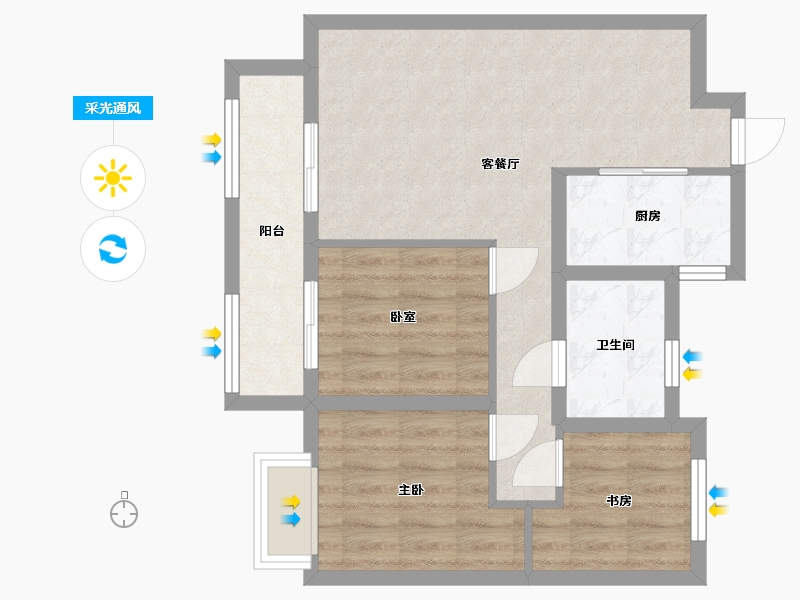 河北省-石家庄市-博锐枫景小区-62.00-户型库-采光通风