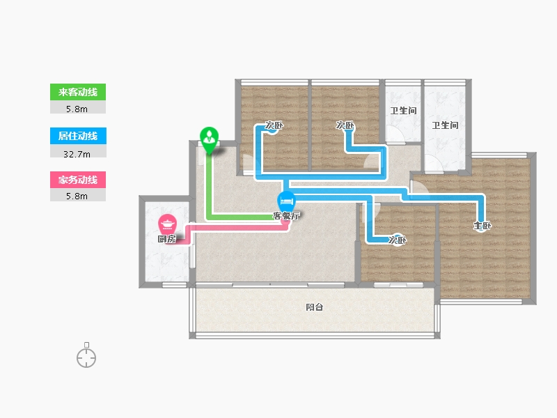 四川省-绵阳市-璟上江澜璟园-126.65-户型库-动静线