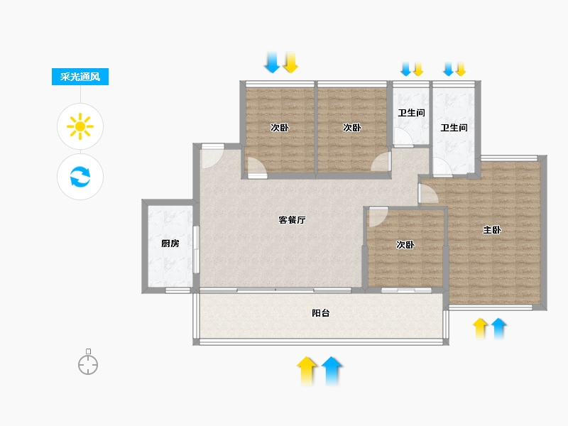 四川省-绵阳市-璟上江澜璟园-126.65-户型库-采光通风