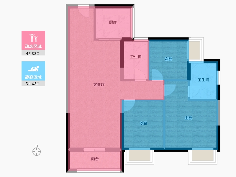 广东省-珠海市-万科·红树东岸-72.65-户型库-动静分区