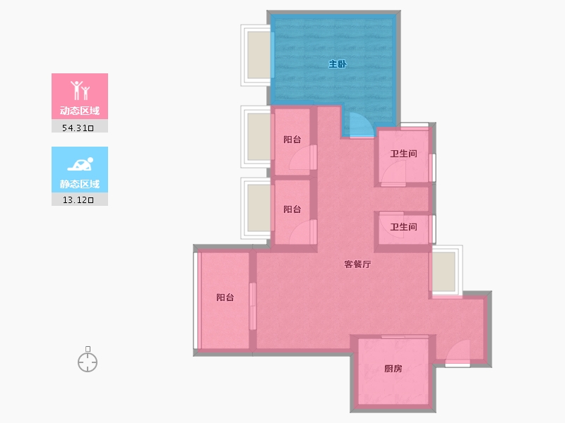 广东省-广州市-保利·和悦滨江-58.91-户型库-动静分区