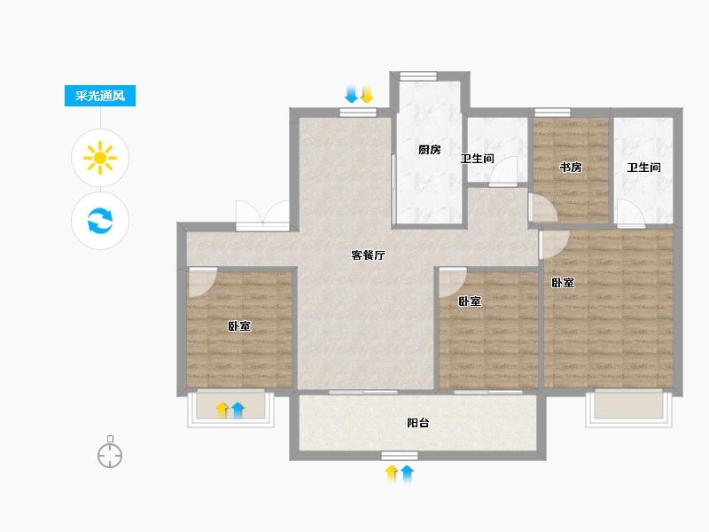 江苏省-南京市-水沐辰悦-100.94-户型库-采光通风