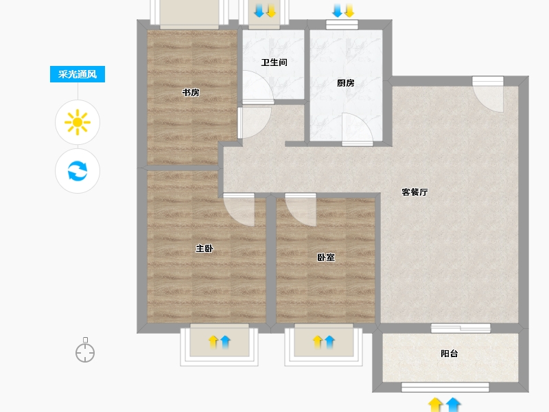 上海-上海市-保利云上拾光-67.00-户型库-采光通风