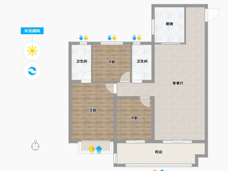 陕西省-榆林市-开城锦里-102.40-户型库-采光通风