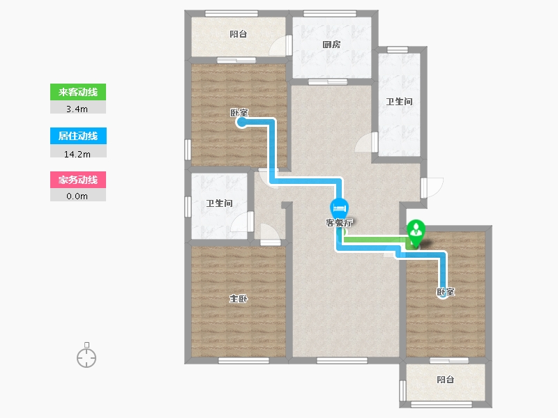 山东省-潍坊市-银河花园C区二期-122.63-户型库-动静线