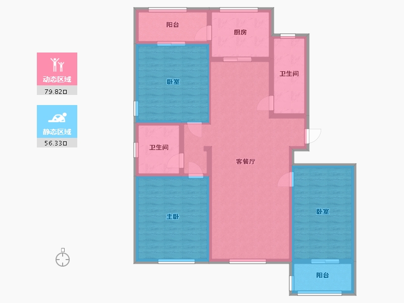 山东省-潍坊市-银河花园C区二期-122.63-户型库-动静分区