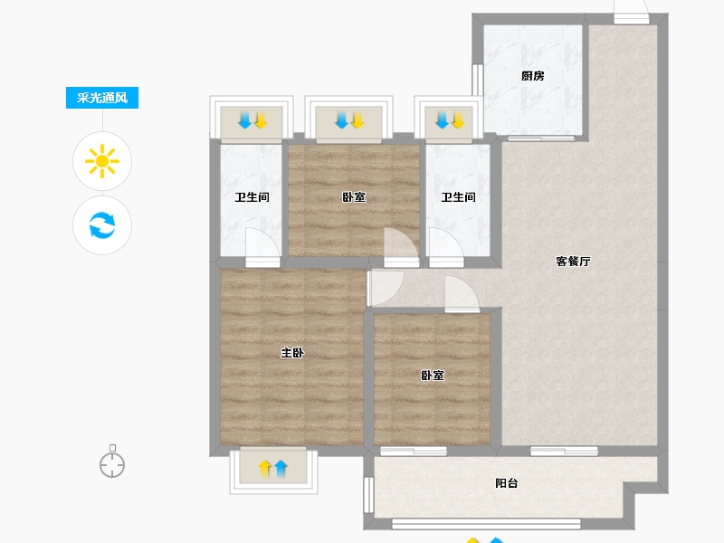 湖南省-常德市-常德碧桂园-94.40-户型库-采光通风