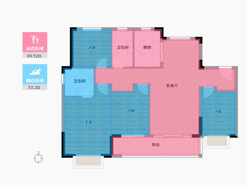 浙江省-宁波市-保利·明玥春汀-103.19-户型库-动静分区