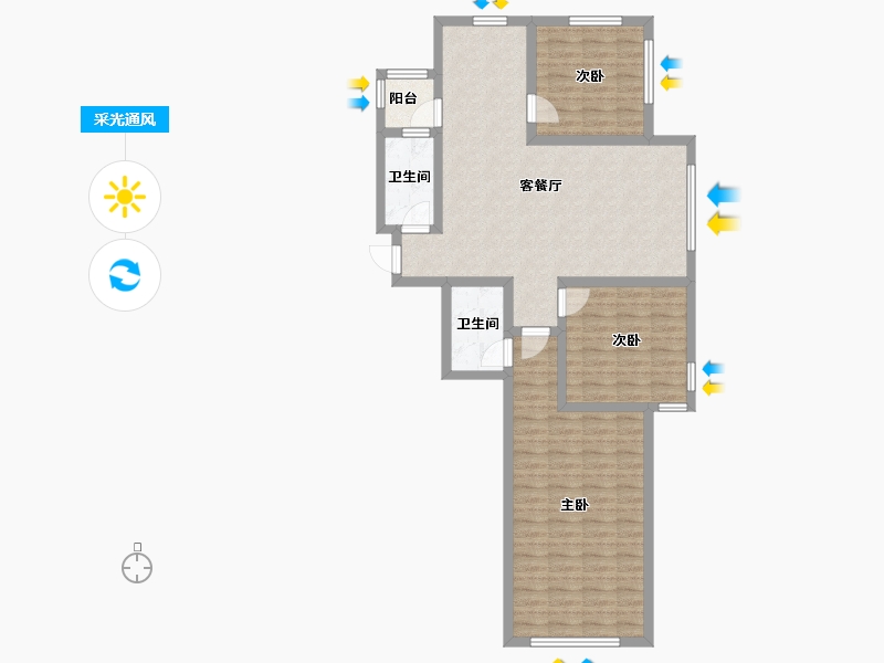 内蒙古自治区-赤峰市-航安金和枫景-122.00-户型库-采光通风