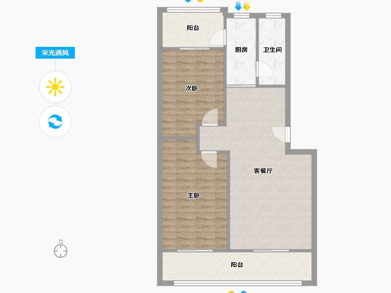 河北省-石家庄市-振新庄园-84.00-户型库-采光通风