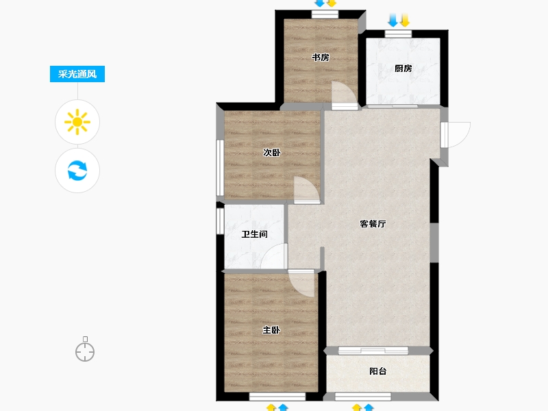 甘肃省-兰州市-绿城·兰州诚园-62.87-户型库-采光通风