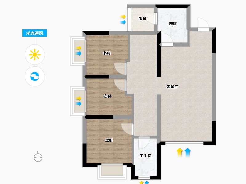 四川省-成都市-城投置地国宾璟园-73.53-户型库-采光通风