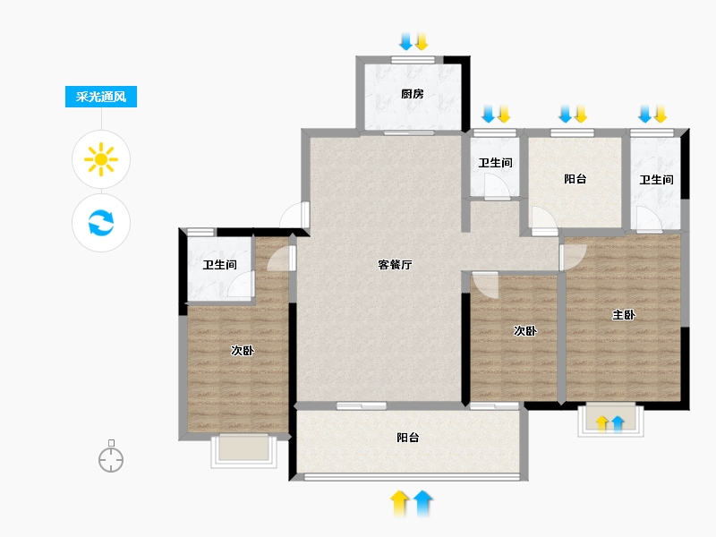 湖南省-长沙市-保利长交锦上-132.00-户型库-采光通风