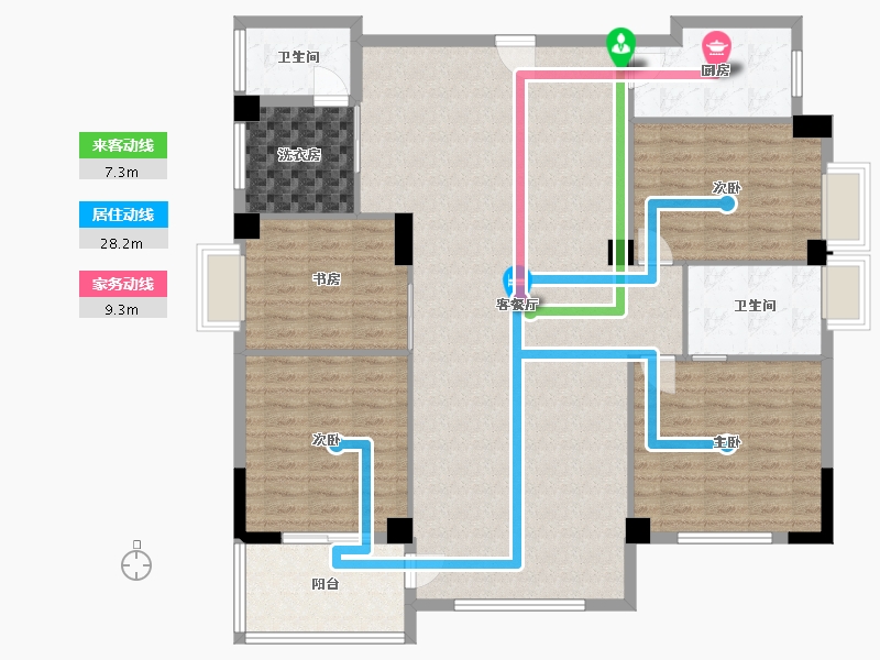 浙江省-温州市-卓越浅水湾-160.00-户型库-动静线