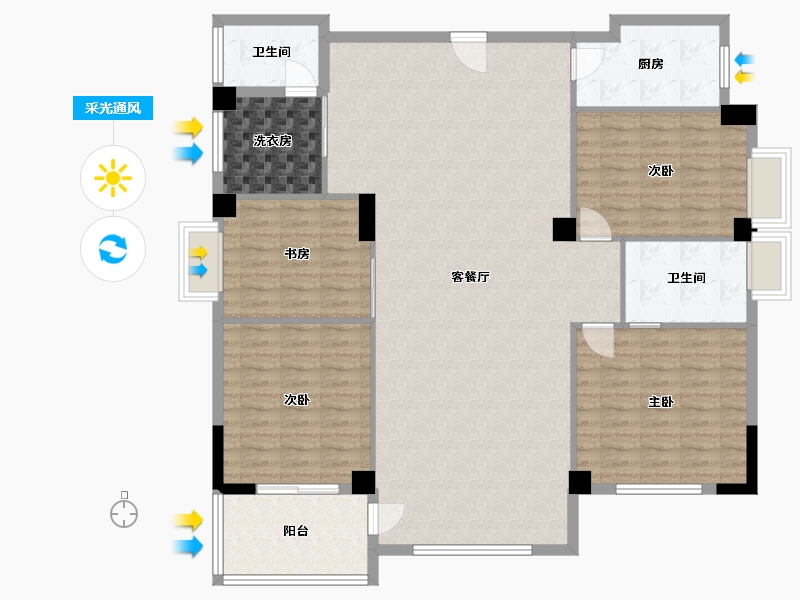 浙江省-温州市-卓越浅水湾-160.00-户型库-采光通风