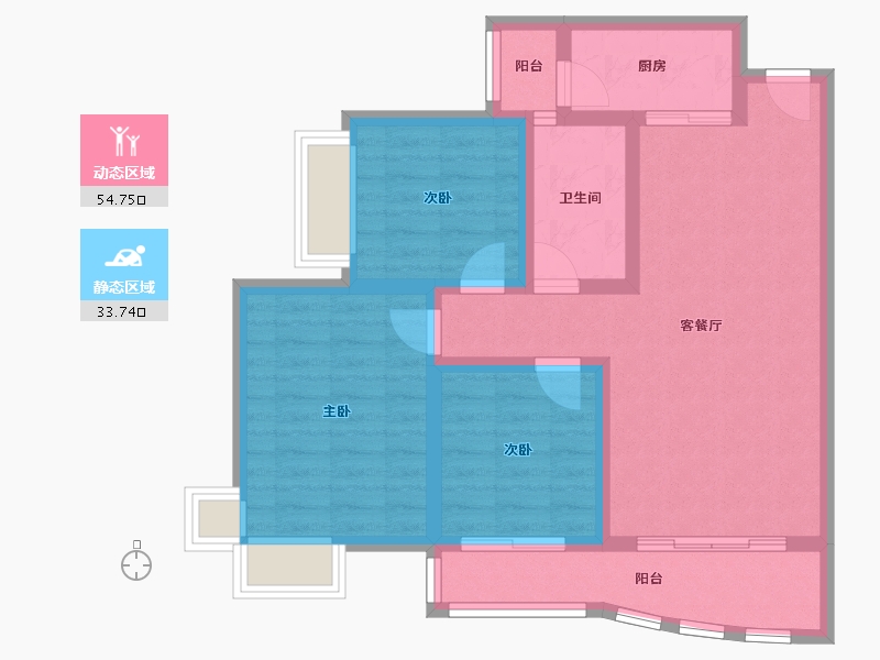 广东省-广州市-碧桂园天玺湾-74.46-户型库-动静分区