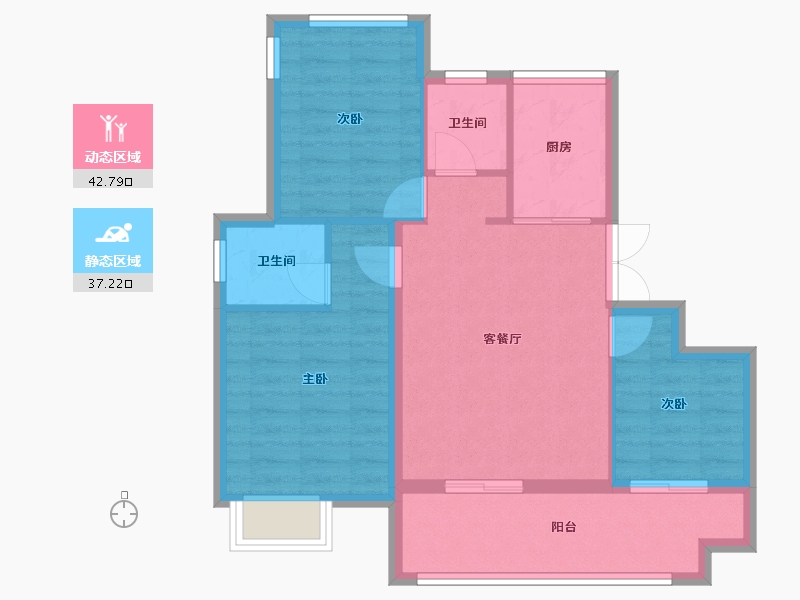 安徽省-合肥市-文一朗书轩-71.85-户型库-动静分区