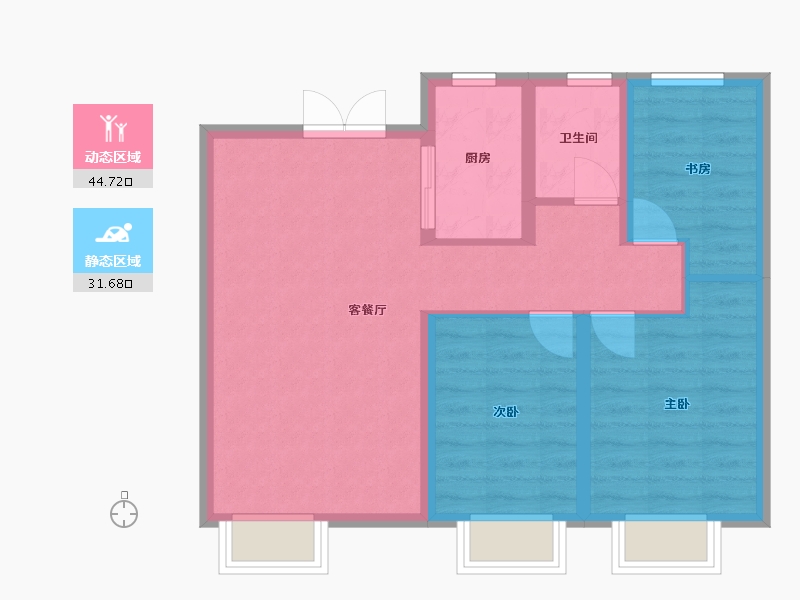 新疆维吾尔自治区-乌鲁木齐市-阳光康城-68.33-户型库-动静分区