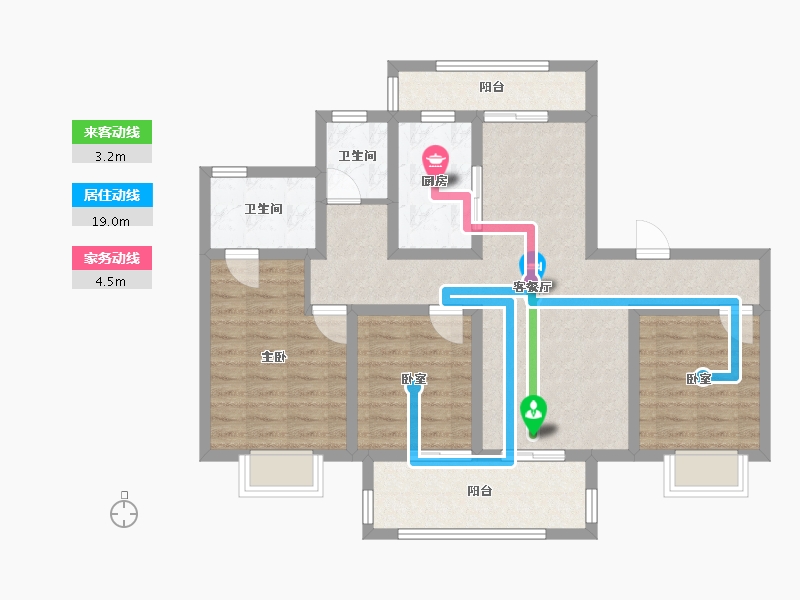 河南省-南阳市-美邻河畔-107.20-户型库-动静线