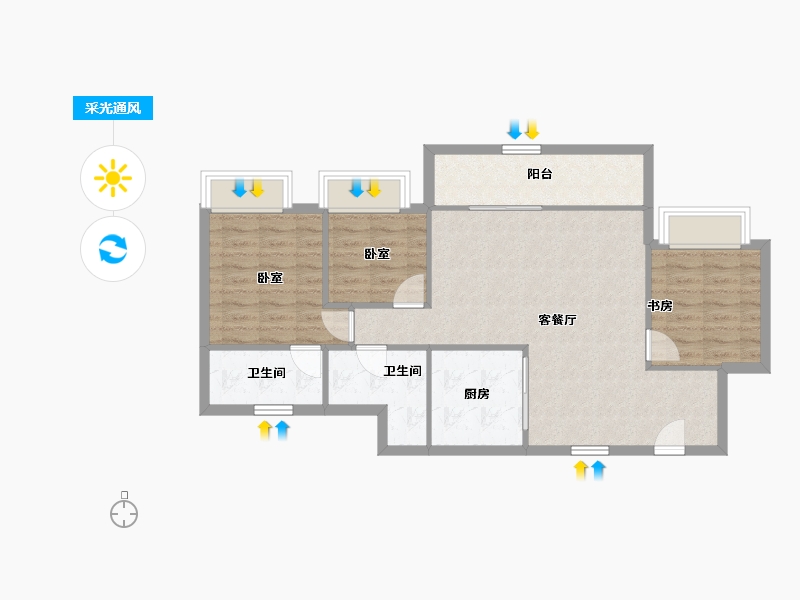 重庆-重庆市-科学城凤玺台-80.68-户型库-采光通风