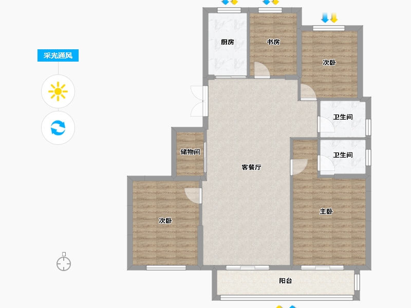 浙江省-温州市-霞庭湾-128.82-户型库-采光通风