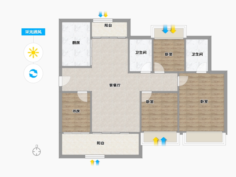 湖北省-襄阳市-华侨城天鹅堡-101.77-户型库-采光通风