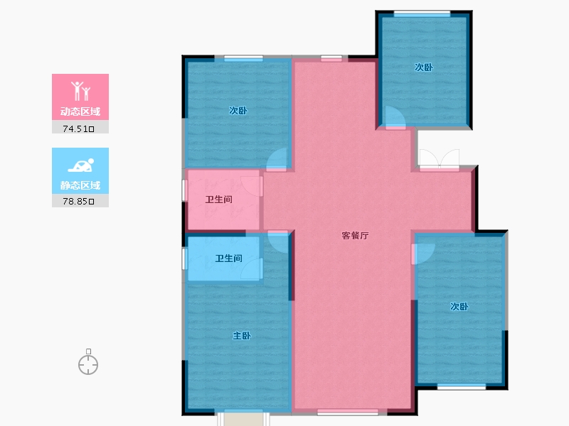 内蒙古自治区-鄂尔多斯市-维邦-140.10-户型库-动静分区