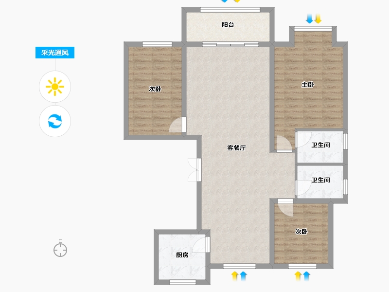 河北省-邢台市-天一城-103.76-户型库-采光通风