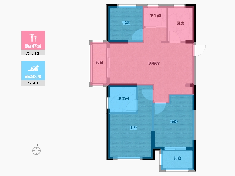 浙江省-嘉兴市-虹运驿府-73.60-户型库-动静分区