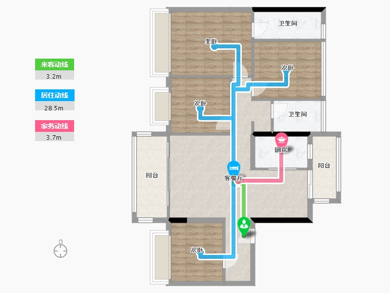 河南省-新乡市-碧桂园凤凰湾书香里-104.38-户型库-动静线