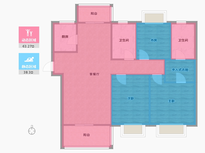 湖北省-黄冈市-力高·天悦府-96.00-户型库-动静分区