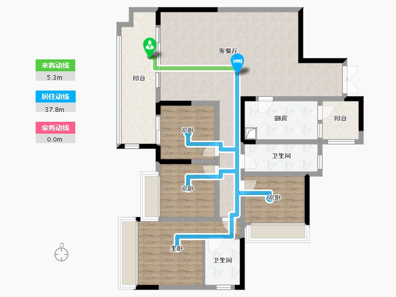 重庆-重庆市-龙湖两江新宸森屿-127.25-户型库-动静线