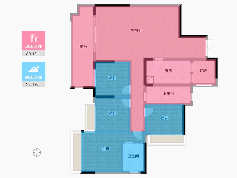 重庆-重庆市-龙湖两江新宸森屿-127.25-户型库-动静分区