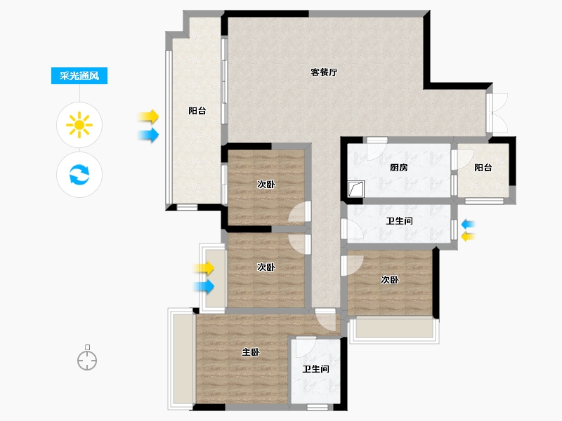 重庆-重庆市-龙湖两江新宸森屿-127.25-户型库-采光通风