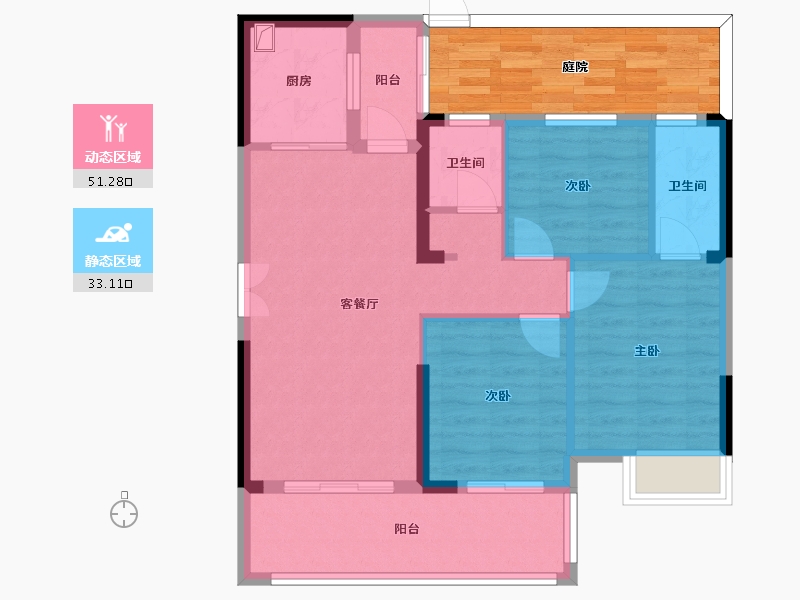 湖北省-仙桃市-沔阳清华园-98.40-户型库-动静分区