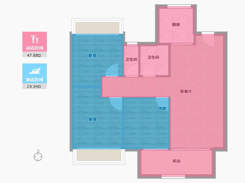 湖北省-武汉市-创维汉华世家-70.67-户型库-动静分区