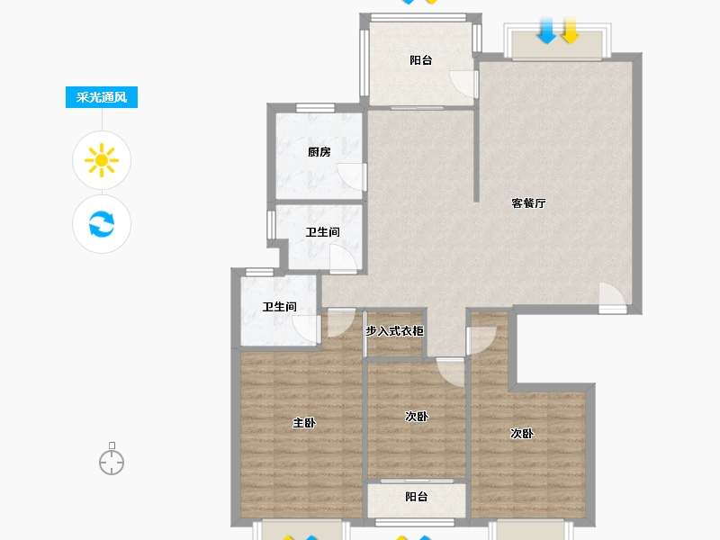 山东省-烟台市-滨湖万丽-120.80-户型库-采光通风